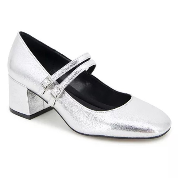 Kenneth Cole Silver Leeann Mary Jane Block Heels/Pumps- Size 9.5 - Picture 1 of 12